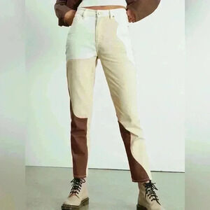 PacSun Eco Tan & Brown Paneled Mom Jeans